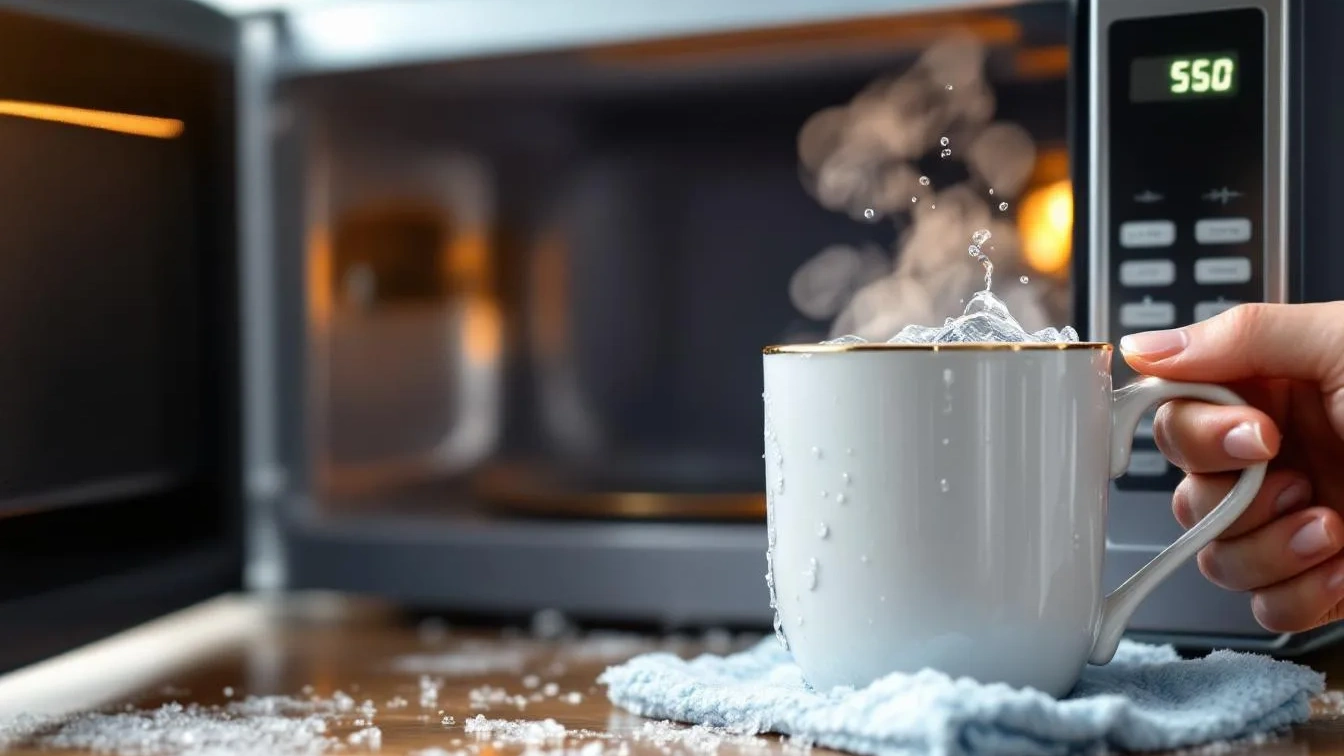 Geen schrobben meer: de natuurkundige methode met een mok water die je magnetron in seconden reinigt